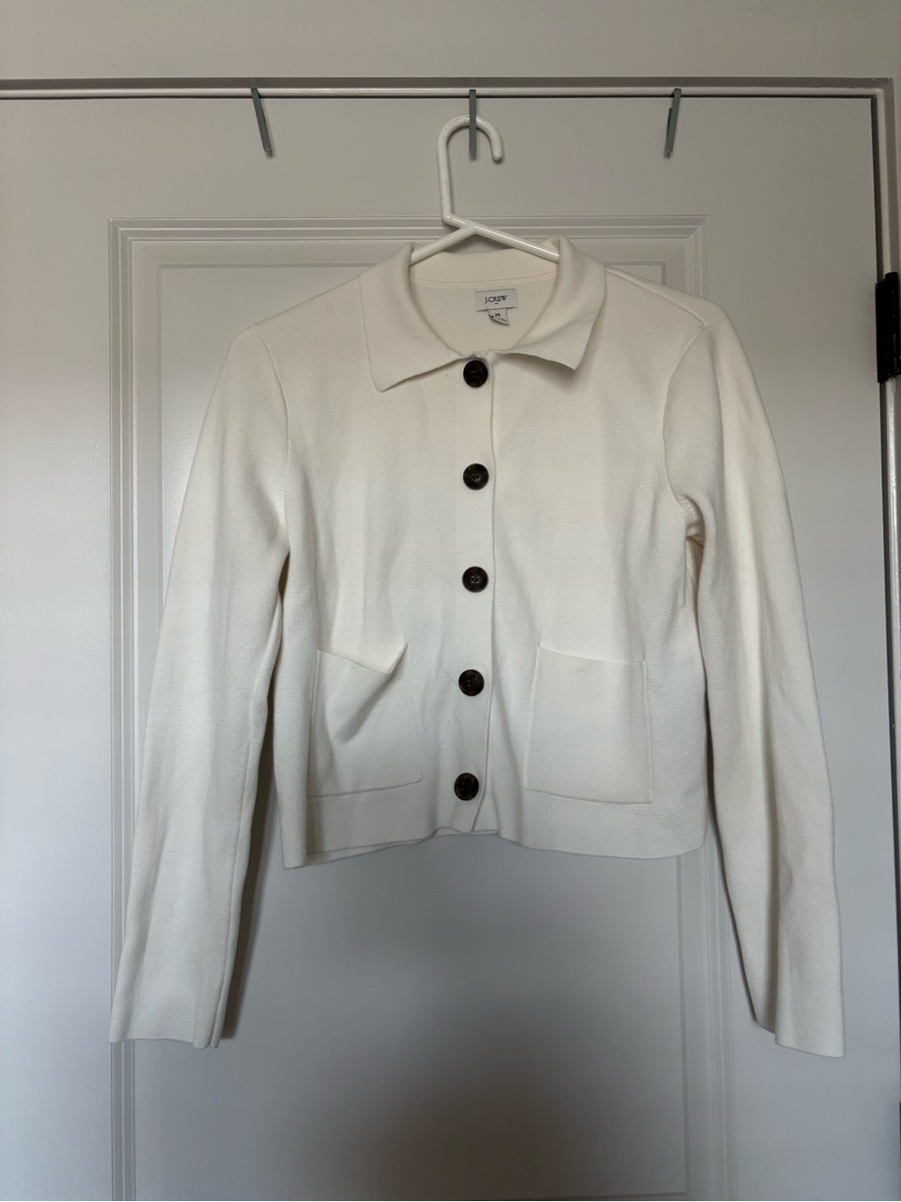 J. Crew Ivory Button-Front Cropped Blazer